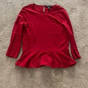 Lauren Ralph Lauren Red Peplum Blouse